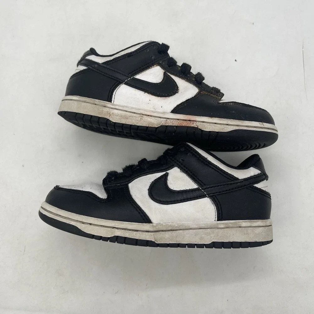 Nike Dunk Low Panda Shoes Youth 12c Lace Up Skate Sneaker CW1588-100